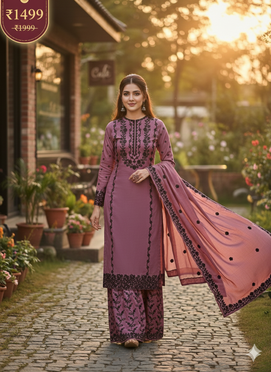 Designer Purple Palazzo Suit | Elegant Salwar Kameez for Working Women | Formal & Festive Wear
