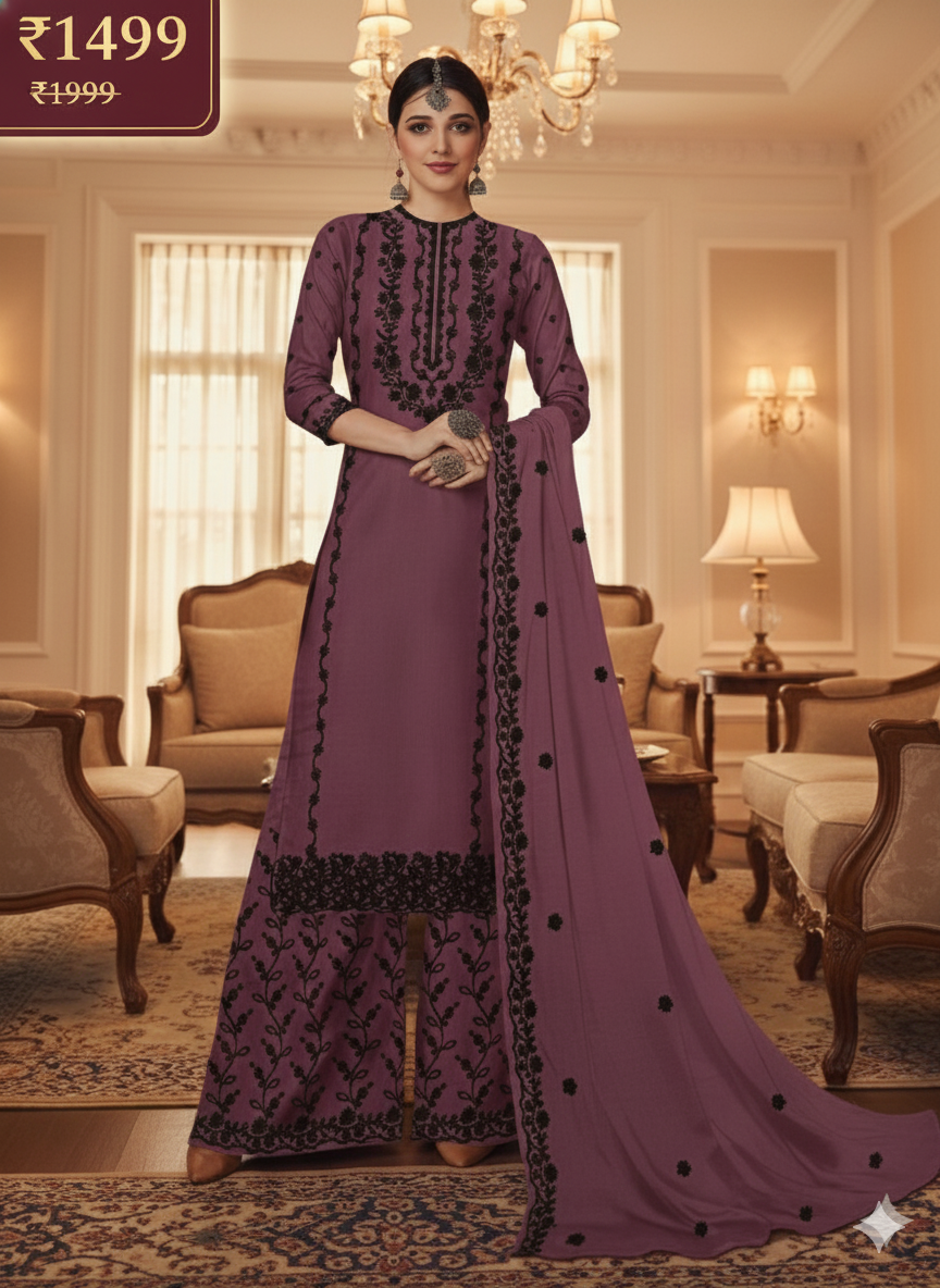 Designer Purple Palazzo Suit | Elegant Salwar Kameez for Working Women | Formal & Festive Wear