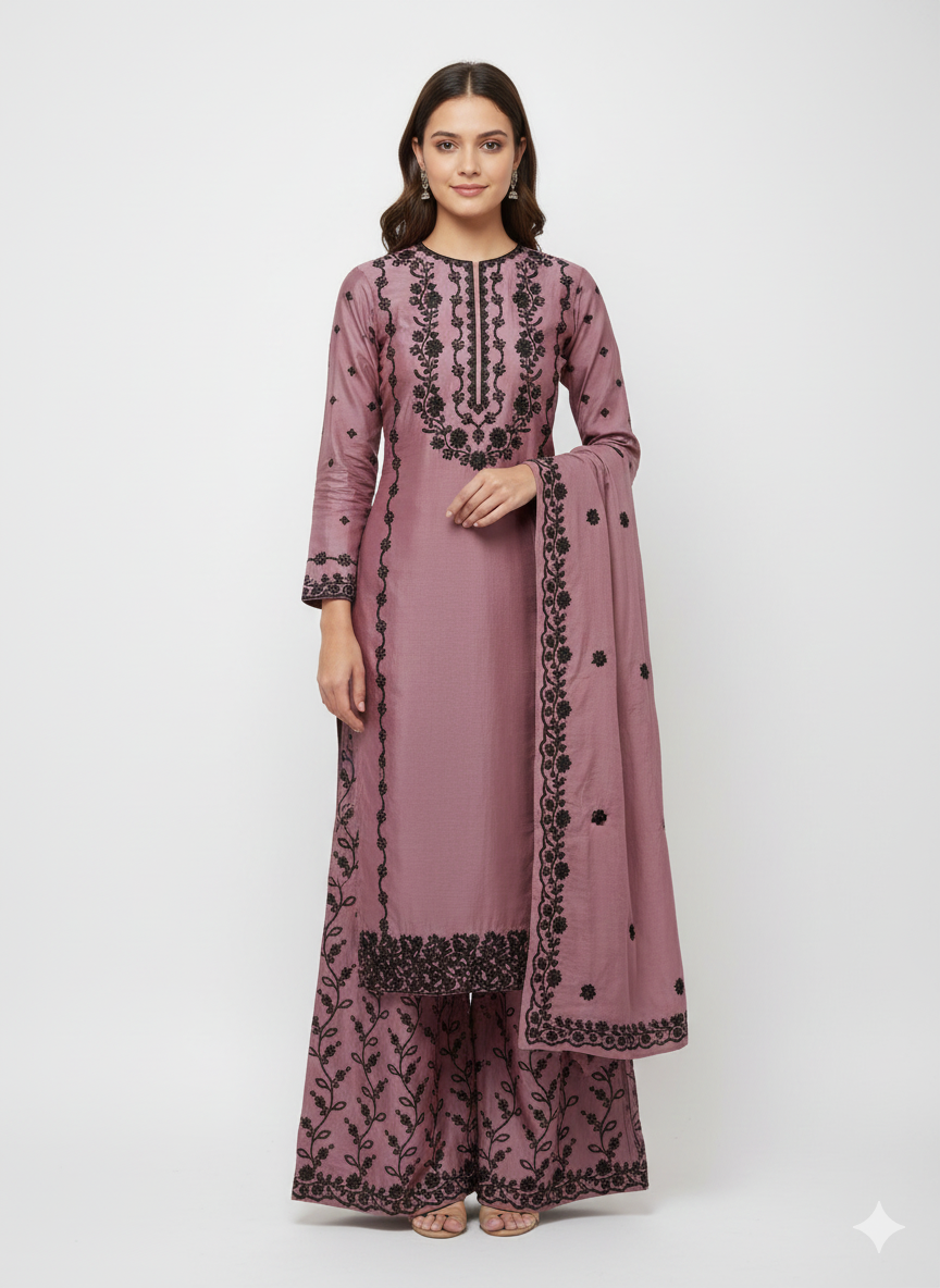 Designer Purple Palazzo Suit | Elegant Salwar Kameez for Working Women | Formal & Festive Wear