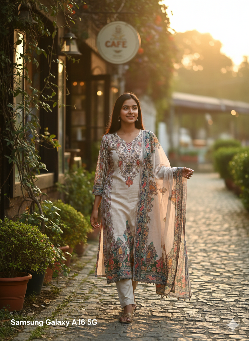 Elegant Beige Printed 3-Piece Suit for Women – Premium Shirt, Trouser & Dupatta | Summer Festive Collection