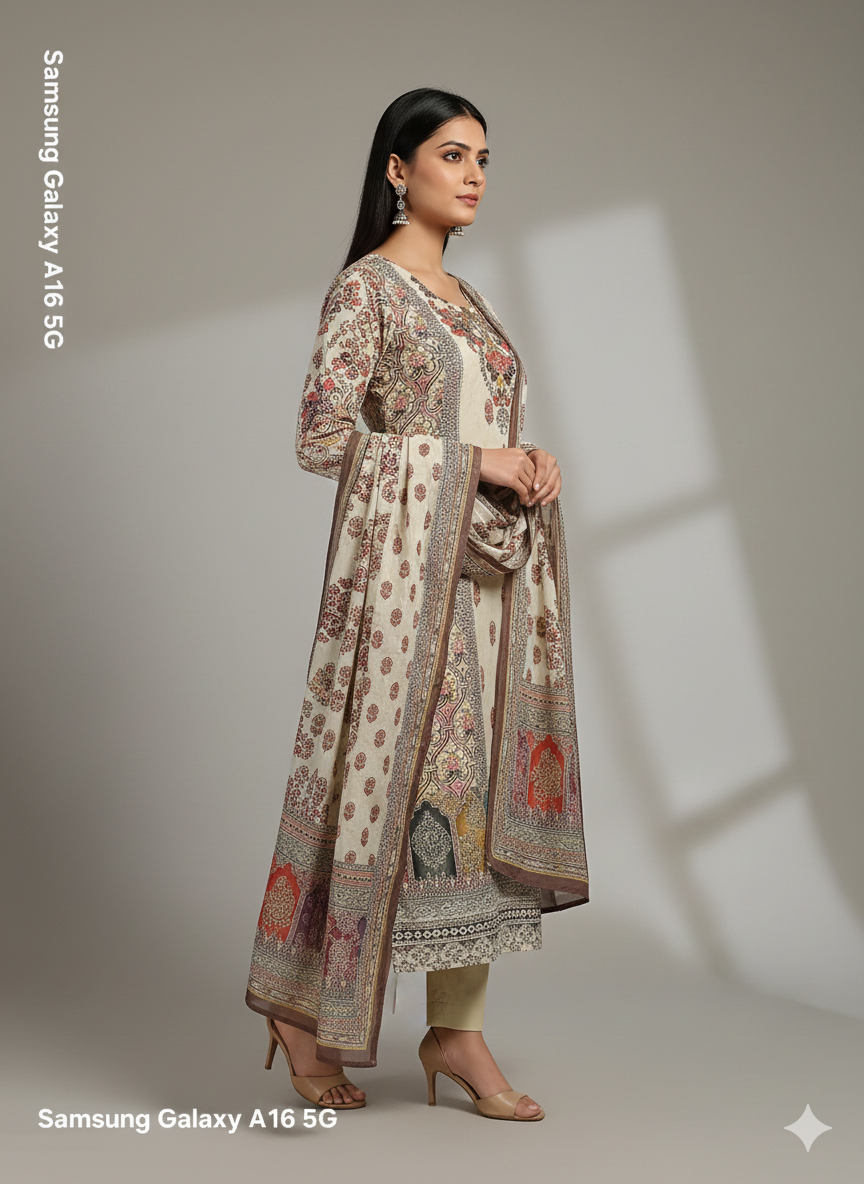 Embroidered Lawn 3-Piece Suit for Women – Premium Printed Dupatta & Trousers | Elegant Summer Festive Wear