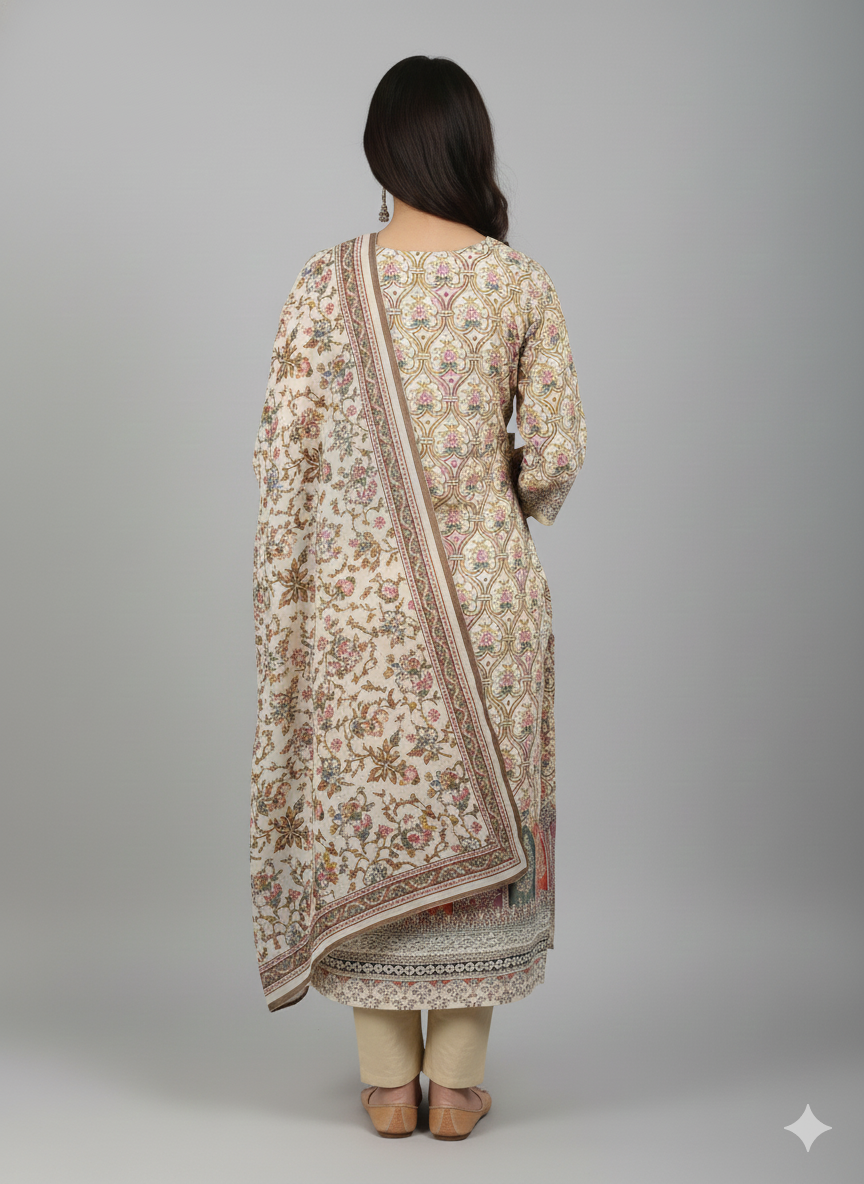 Embroidered Lawn 3-Piece Suit for Women – Premium Printed Dupatta & Trousers | Elegant Summer Festive Wear