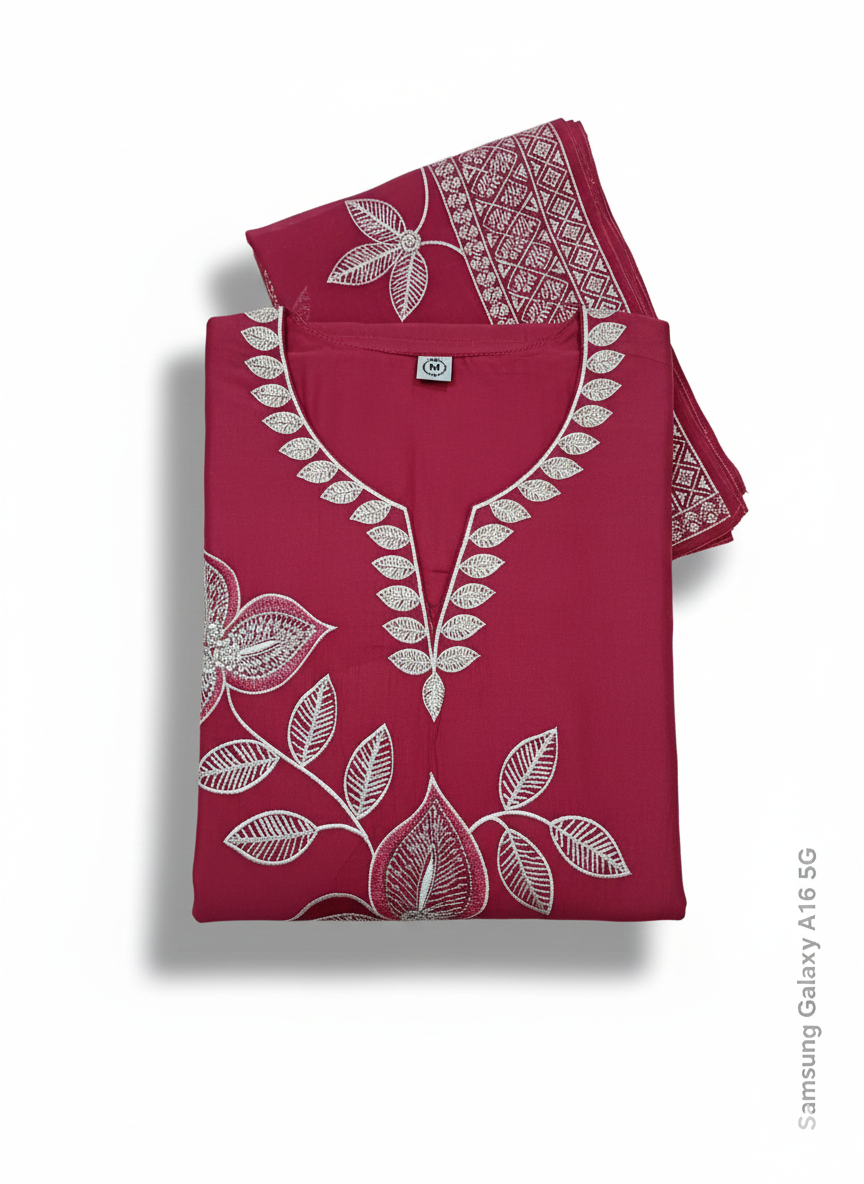 Magenta Pink Embroidered 3-Piece Suit for Women – Elegant Stitched Shirt, Trouser & Dupatta Set