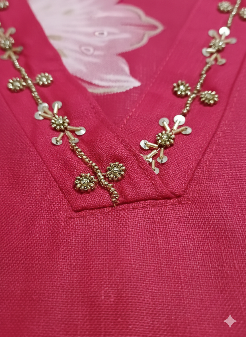 Maroon Floral Embroidered 3 Piece Kurta Set - Elegant Office to Party Wear | Comfortable Daily Wear Suit for Women