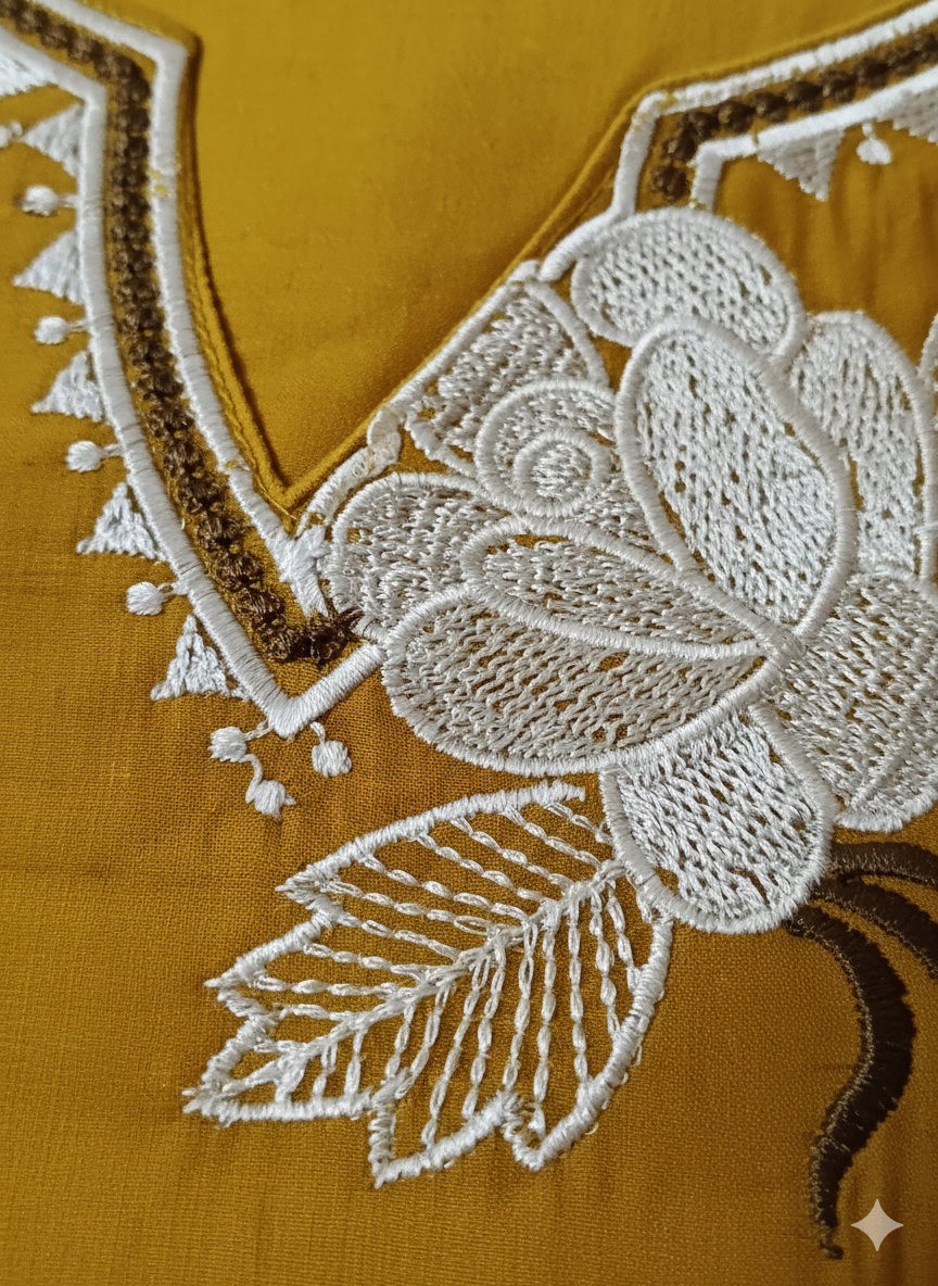 Mustard Yellow Embroidered 3-Piece Suit for Women – Premium Shirt, Trouser & Dupatta | Stylish Festive & Everyday Wear