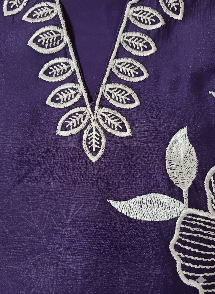 Plum Purple Embroidered 3-Piece Suit for Women – Premium Shirt, Trouser & Dupatta | Festive & Party Wear Collection