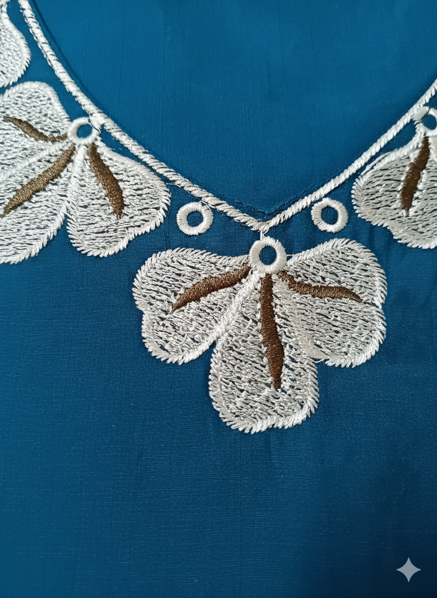 Teal Blue Embroidered 3-Piece Suit for Women – Premium Shirt, Trouser & Dupatta | Elegant Casual & Festive Wear