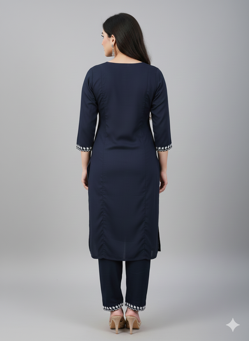 Elegant Black Embroidered Long Cord Set for Women | Premium Cotton Co-Ord Outfit