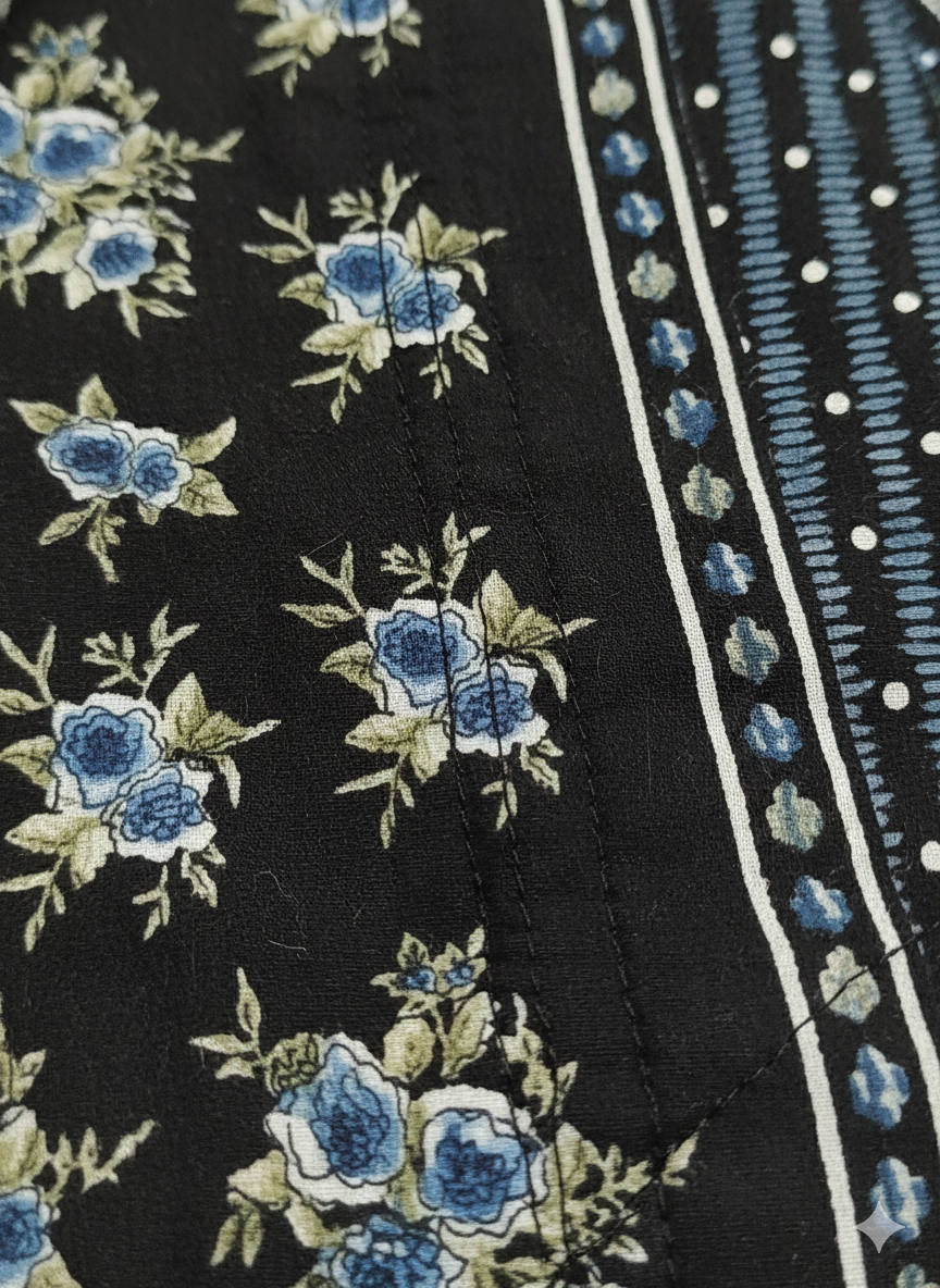 Black Floral Printed Patiala Suit for Women – Premium 3-Piece Kurta, Patiala Pant & Dupatta Set