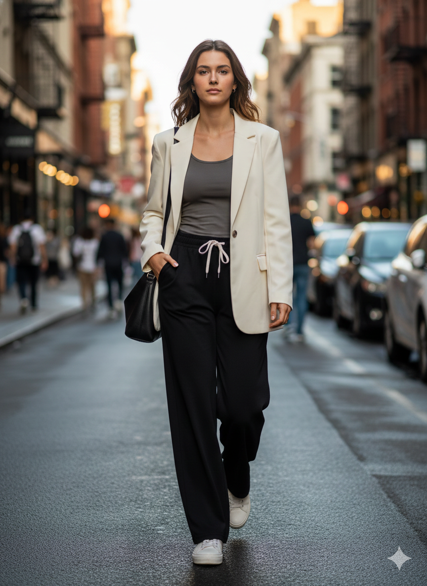 Women’s Black Wide-Leg Drawstring Lounge Pants | Comfortable High-Waist Relaxed Fit Bottoms