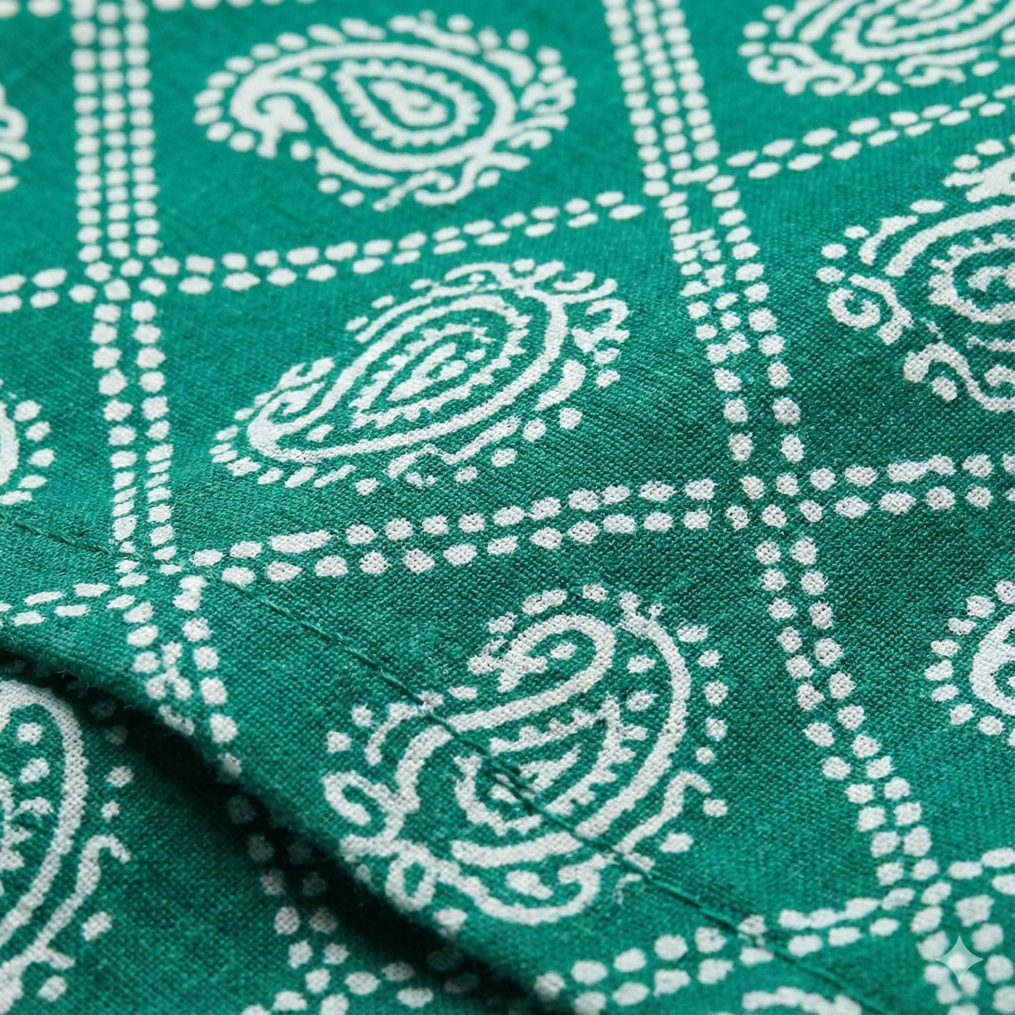Plus Size Green & White Printed Cotton 3-Piece Suit Set for Women (Kurta, Pant & Dupatta | 2XL–5XL)