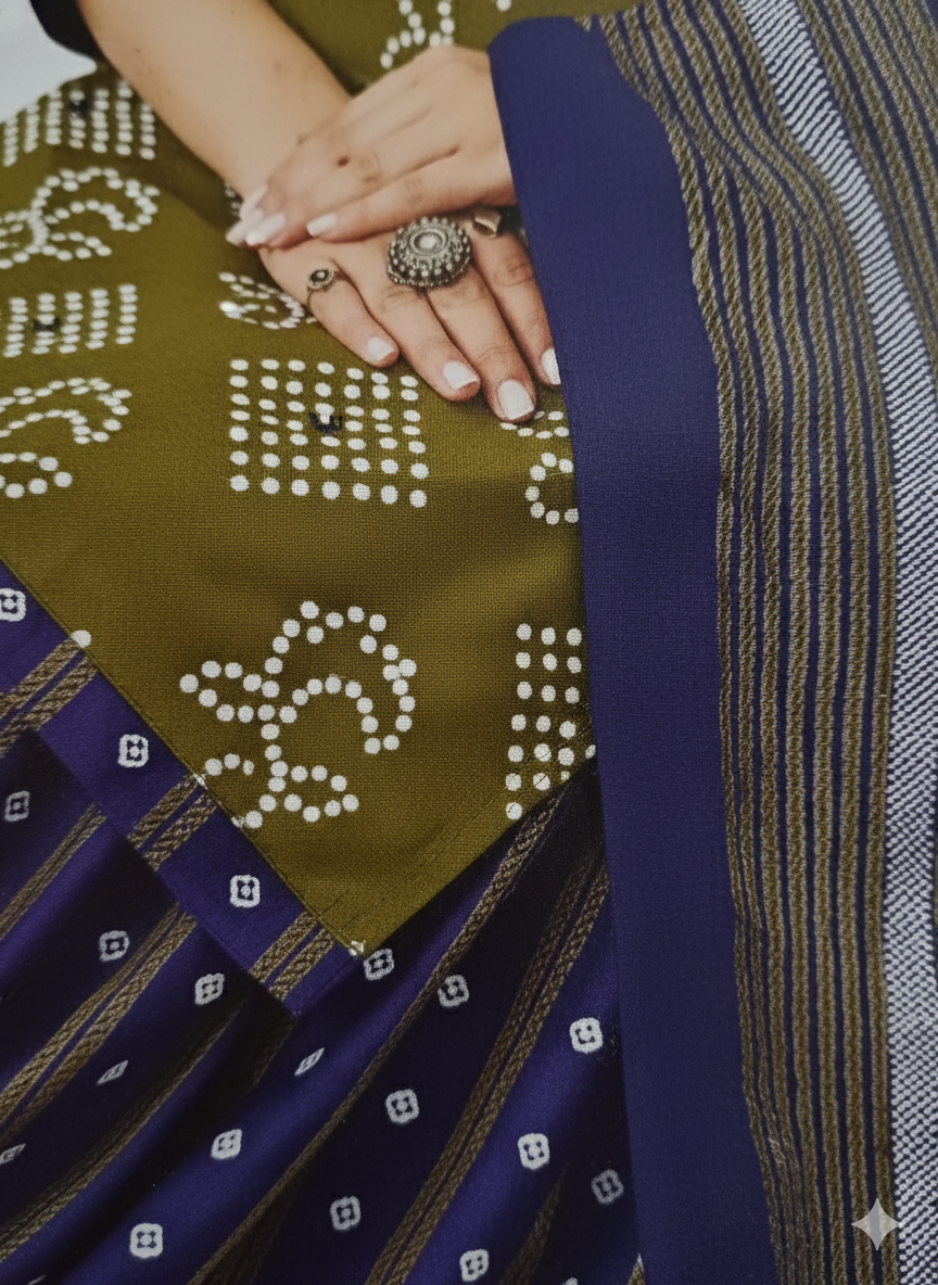 Pranjul 3 Piece Cotton Suit – Olive Green Printed Kurti with Purple Patiala & Matching Dupatta | Women’s Ethnic Wear Set