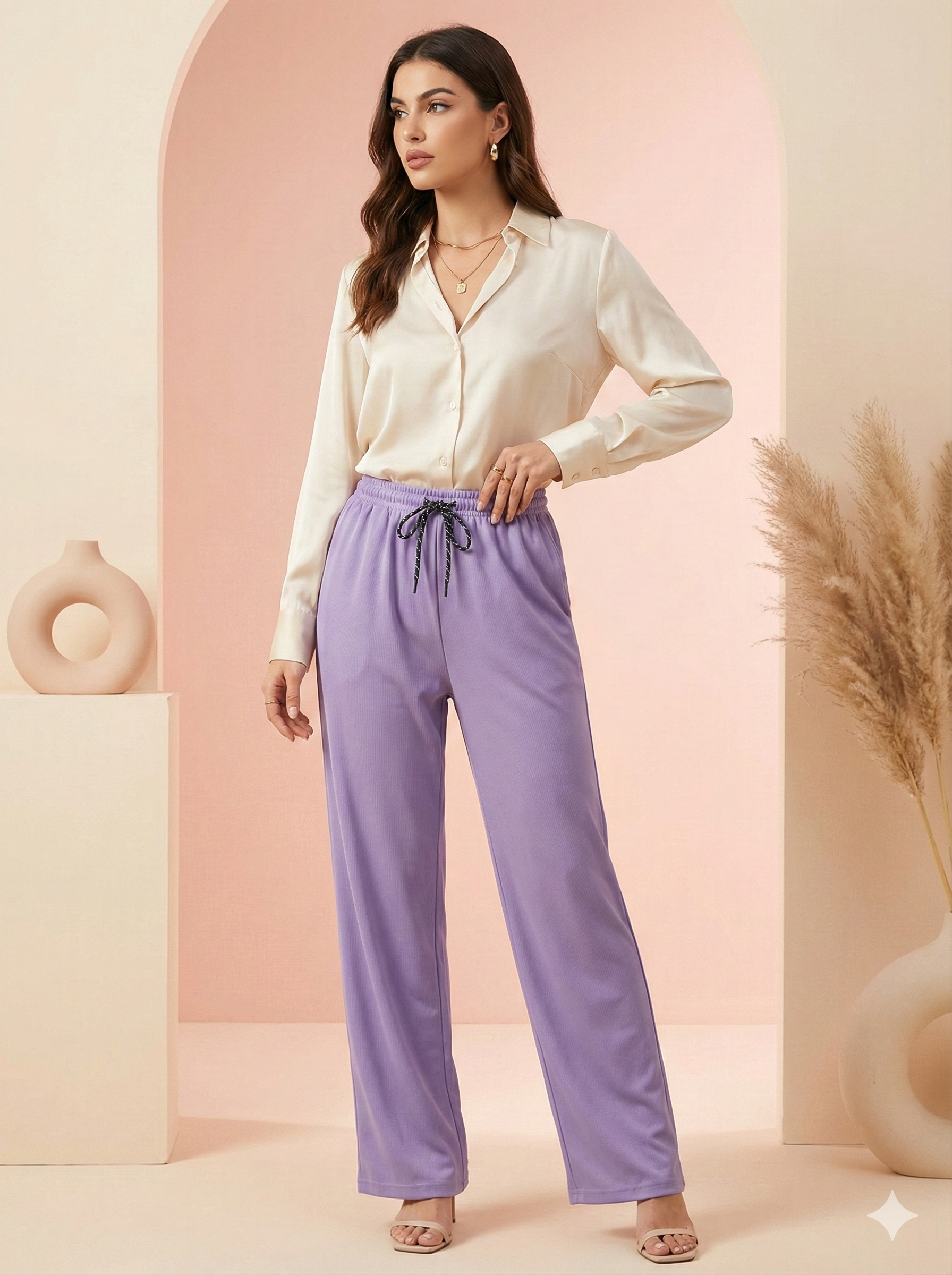 Women’s Lavender Soft Lounge Pants | Relaxed Fit | Drawstring Waist | Everyday Comfort Wear