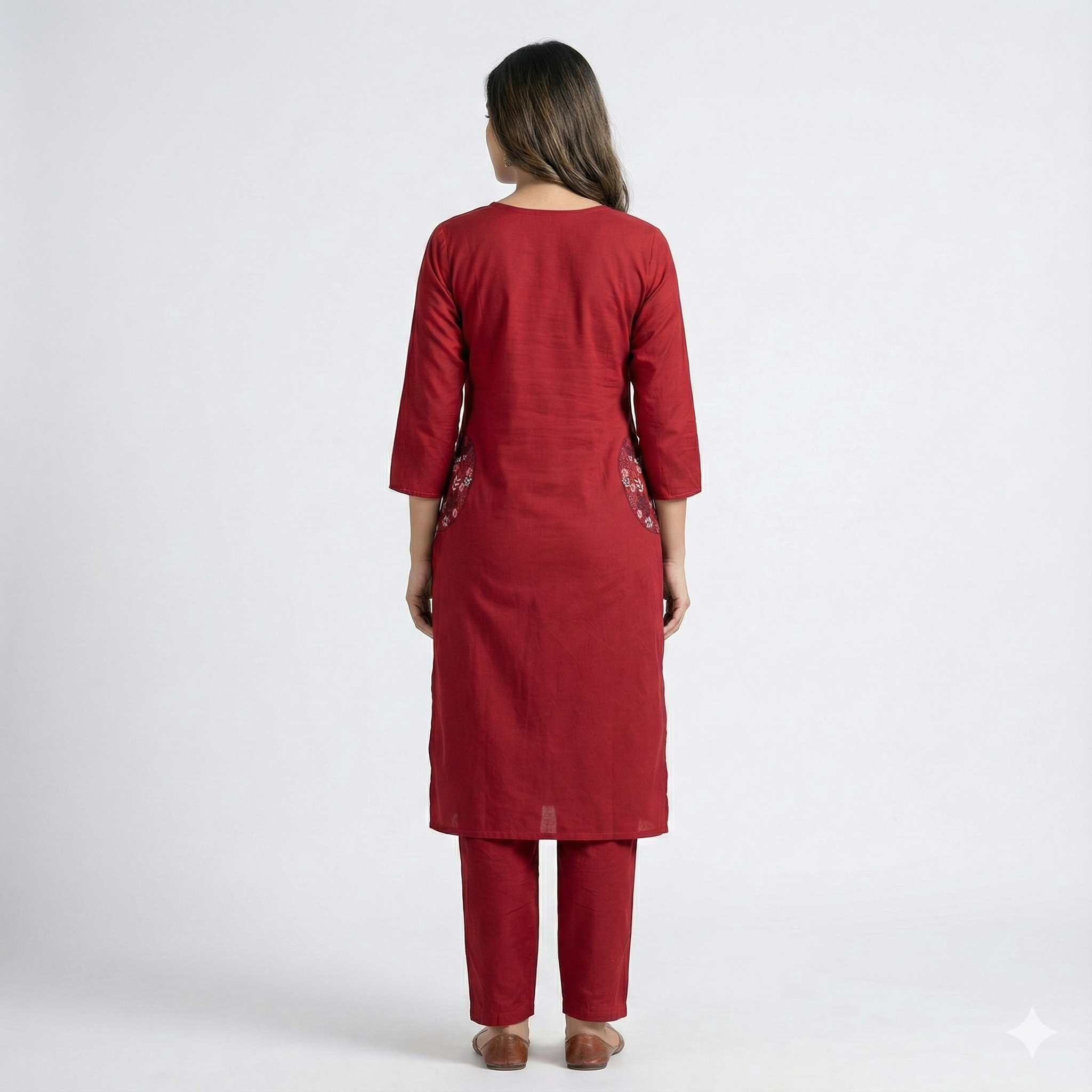 Maroon Embroidered Co-ord Set for Women | Stylish Kurti & Pant Set for Office & Daily Wear
