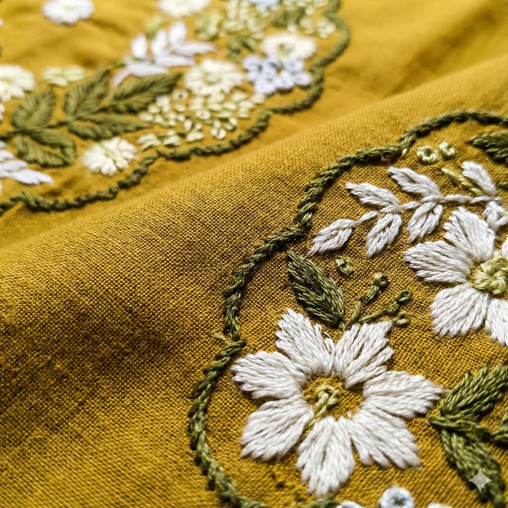 Mustard Cotton Embroidered Co-ord Set for Women – Elegant Kurta & Pant Set | Daily & Office Wear