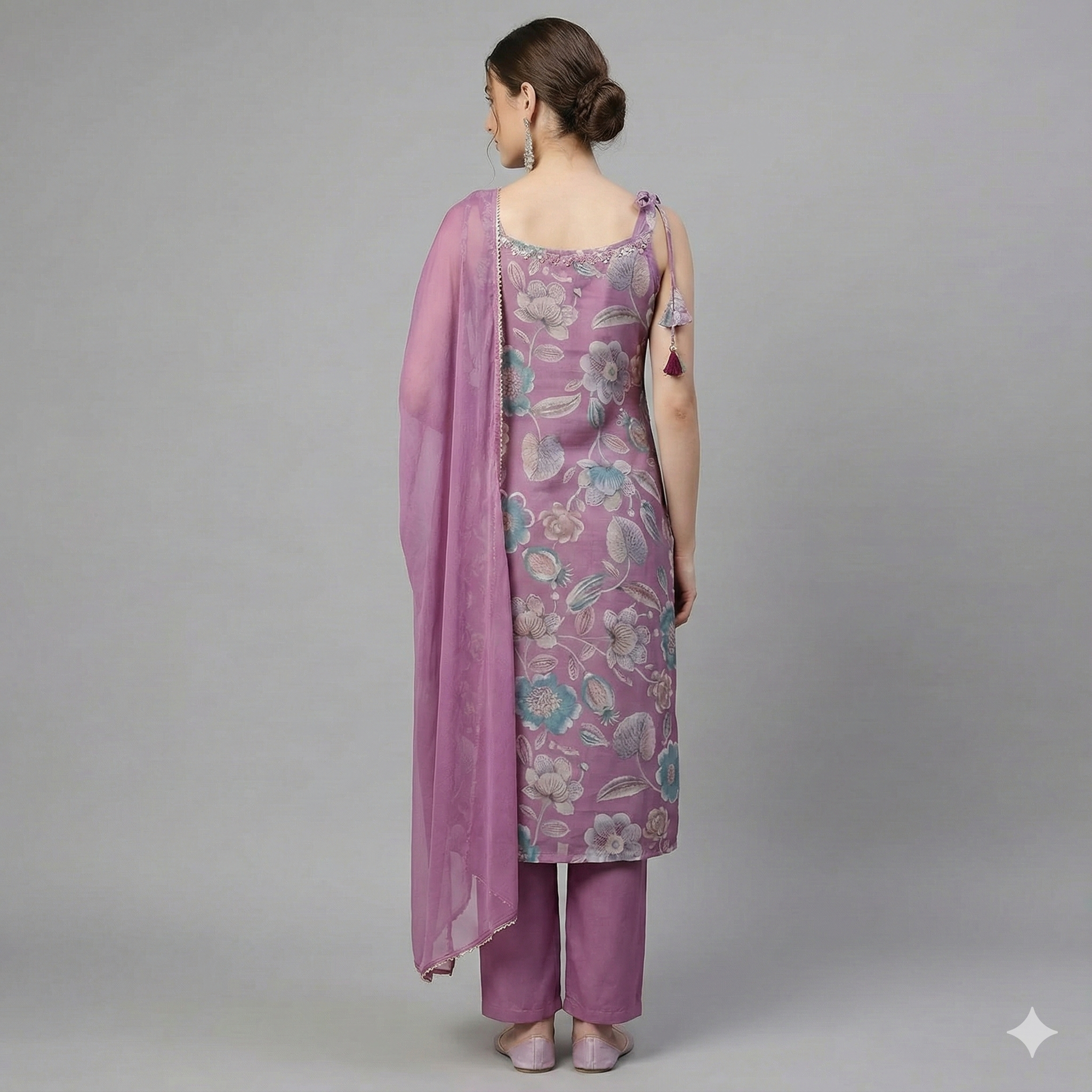 Pink Floral Embroidered Kurta Pant Set for Women – Elegant Festive & Party Wear 2-Piece Suit