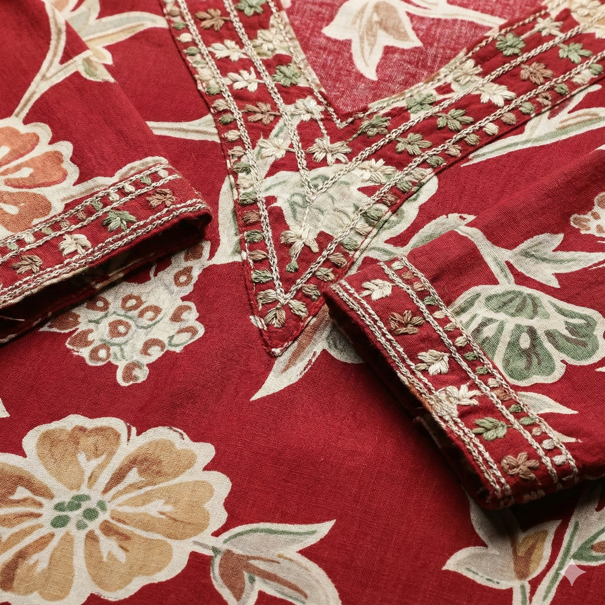 Red Floral Printed Kurta Pant Set for Women – Elegant Daily Wear & Casual Ethnic Suit