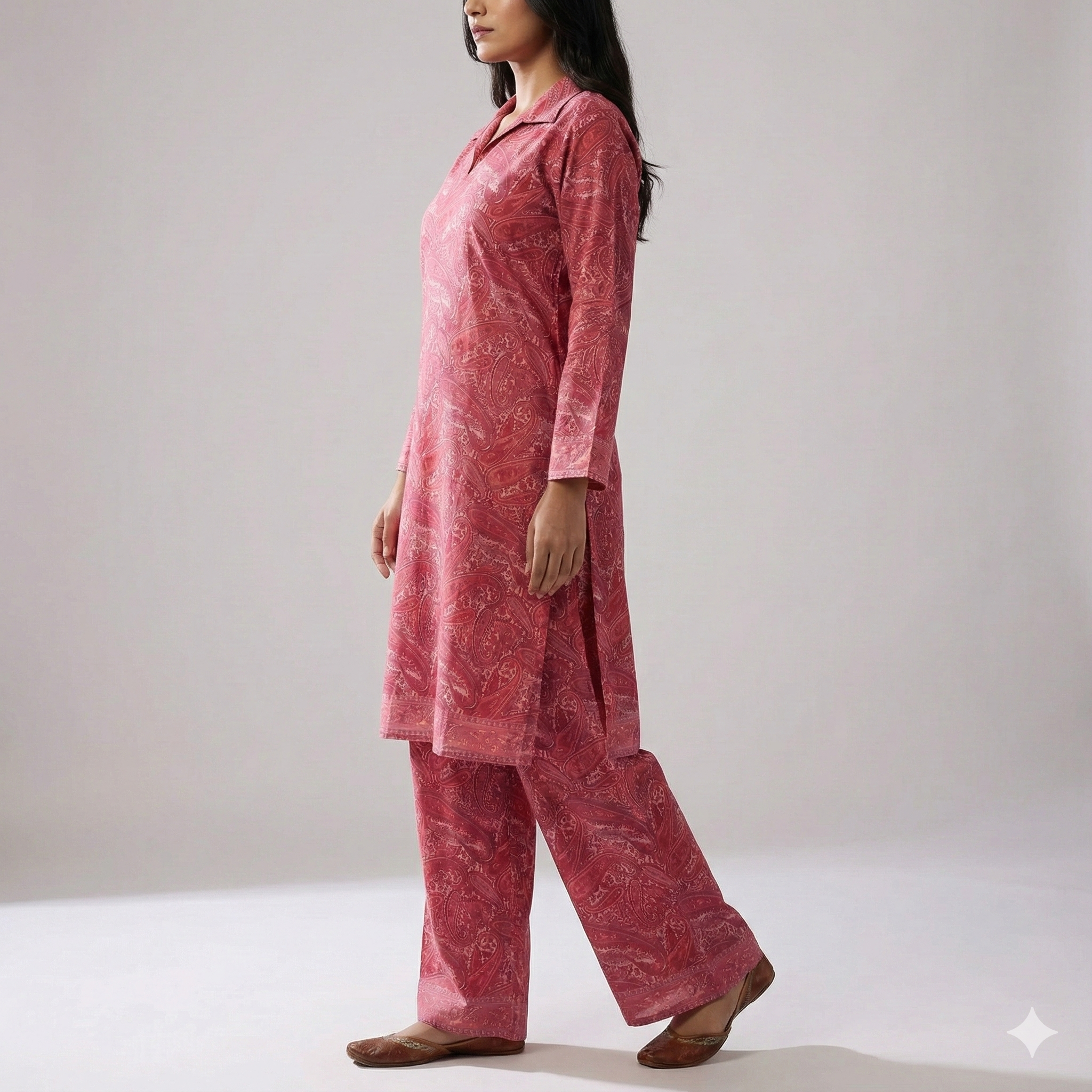 Red Paisley Printed Cotton Co-ord Set for Women | Comfortable Daily Wear & Stylish Casual Outfit