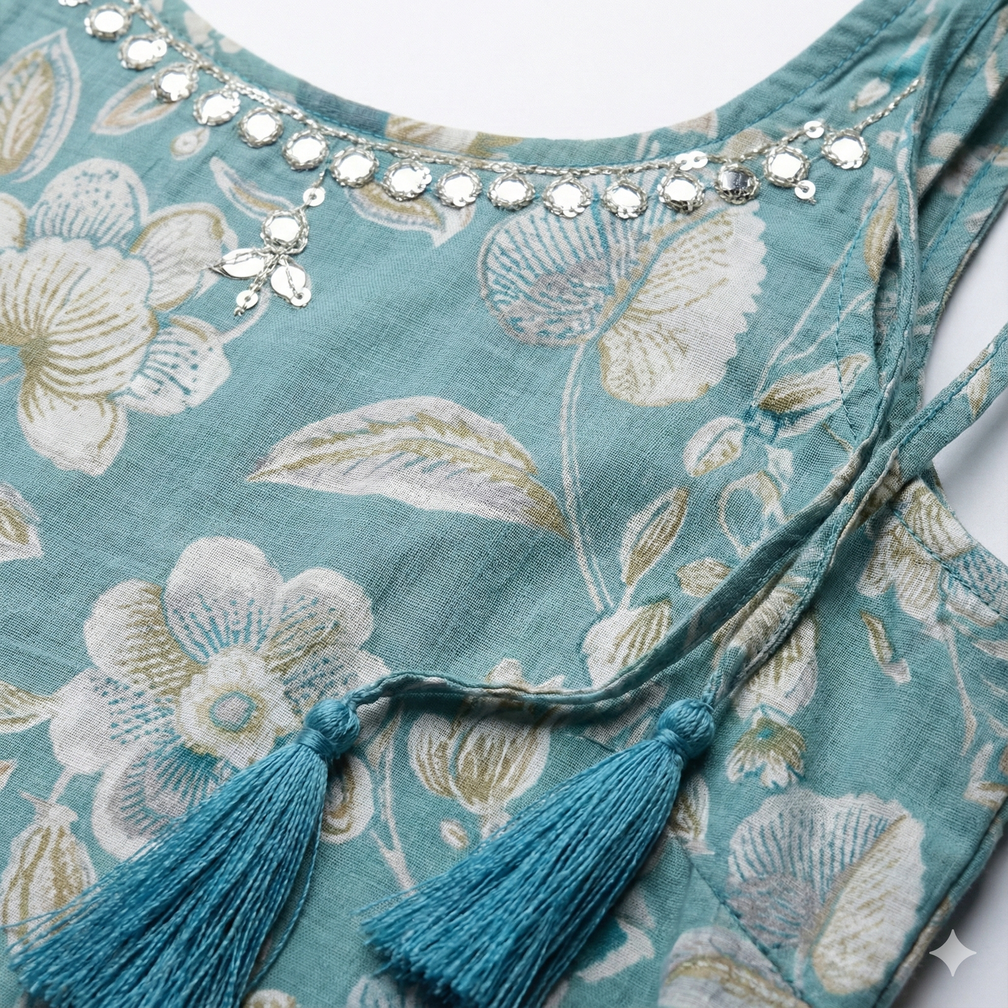 Teal Blue Floral Embroidered 3-Piece Suit Set with Chiffon Dupatta | Festive & Ethnic Wear for Women