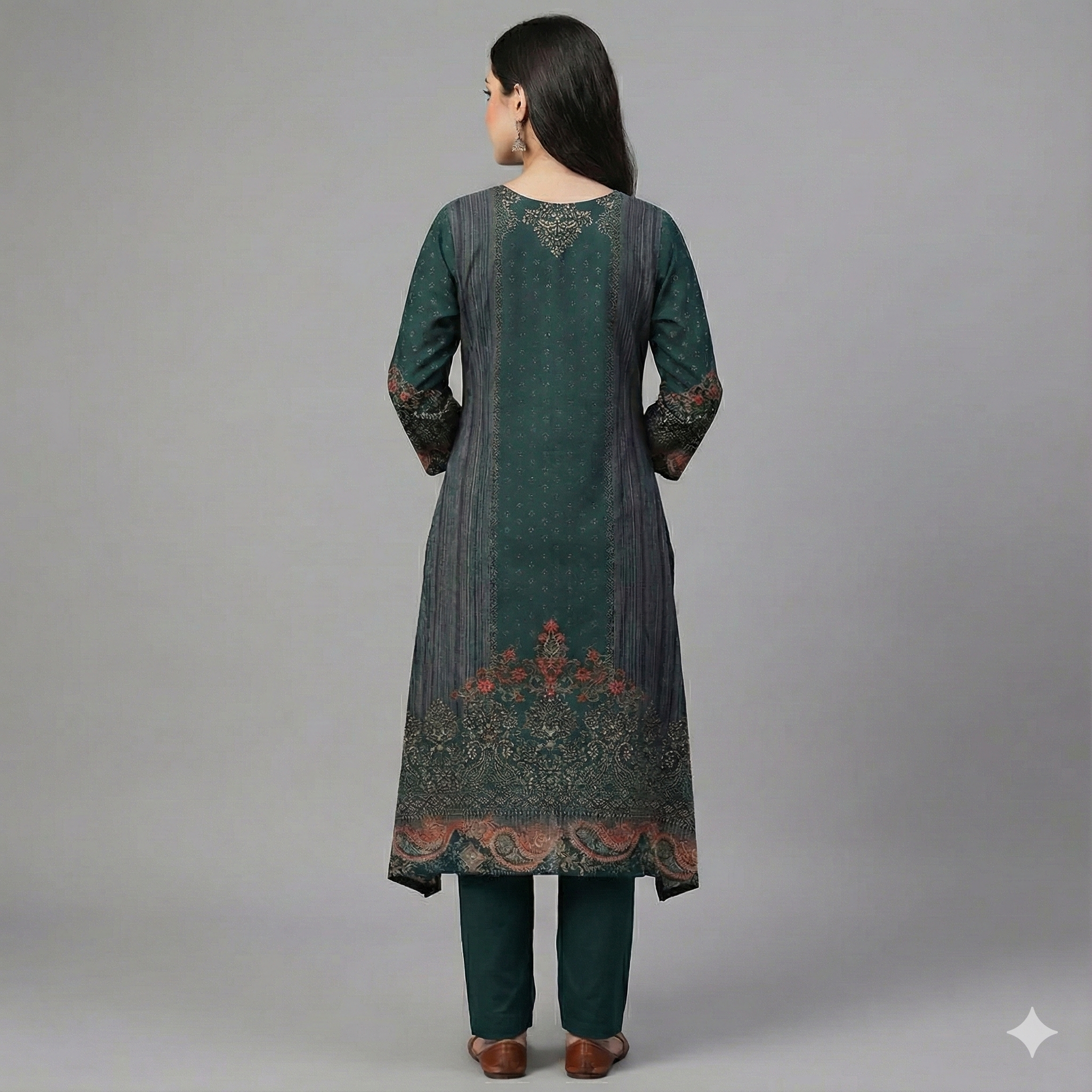 Teal Blue Printed Cotton 3-Piece Kurta Pant Dupatta Set for Women | Elegant Casual & Daily Wear Suit