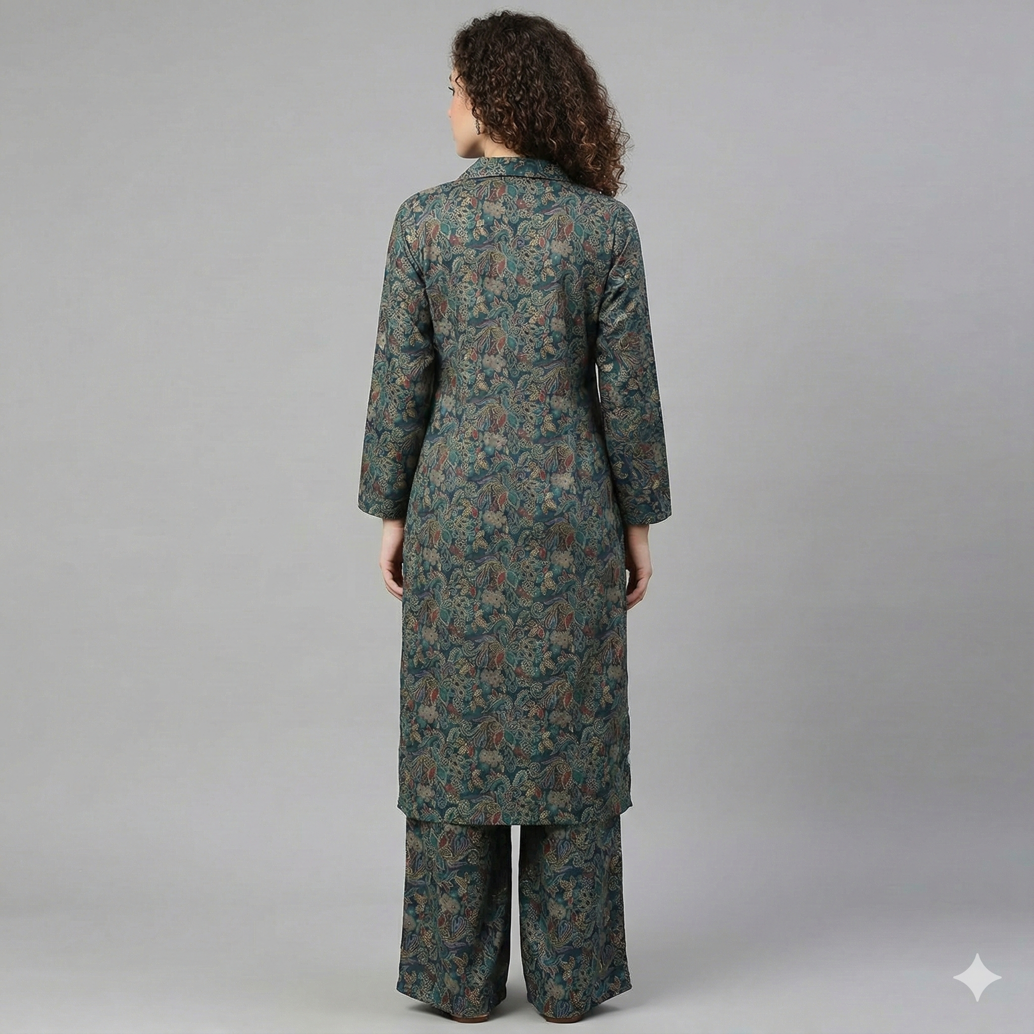 Teal Green Printed Cotton Co-ord Set for Women | Stylish Kurta & Pant Set