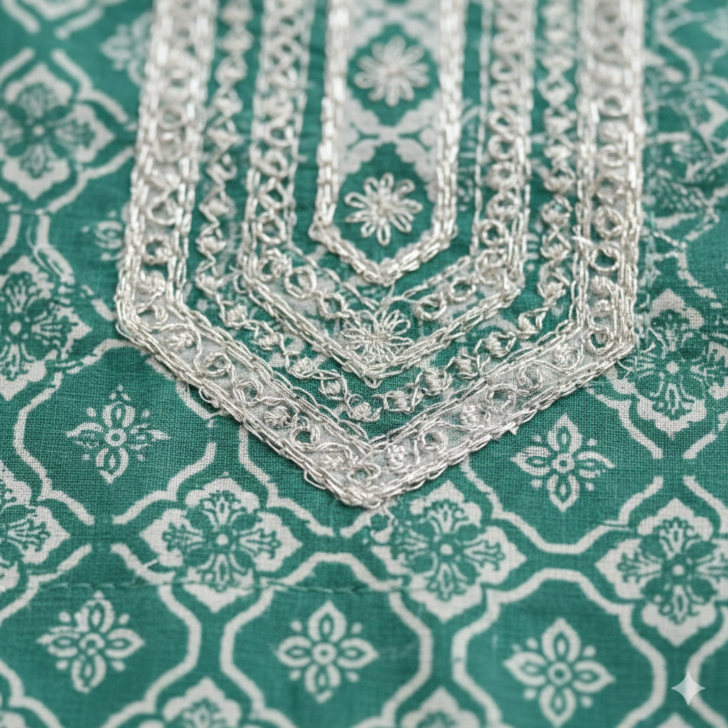 Teal Green Printed Cotton 3-Piece Kurta Pant Dupatta Set for Women | Elegant Daily Wear Suit Set