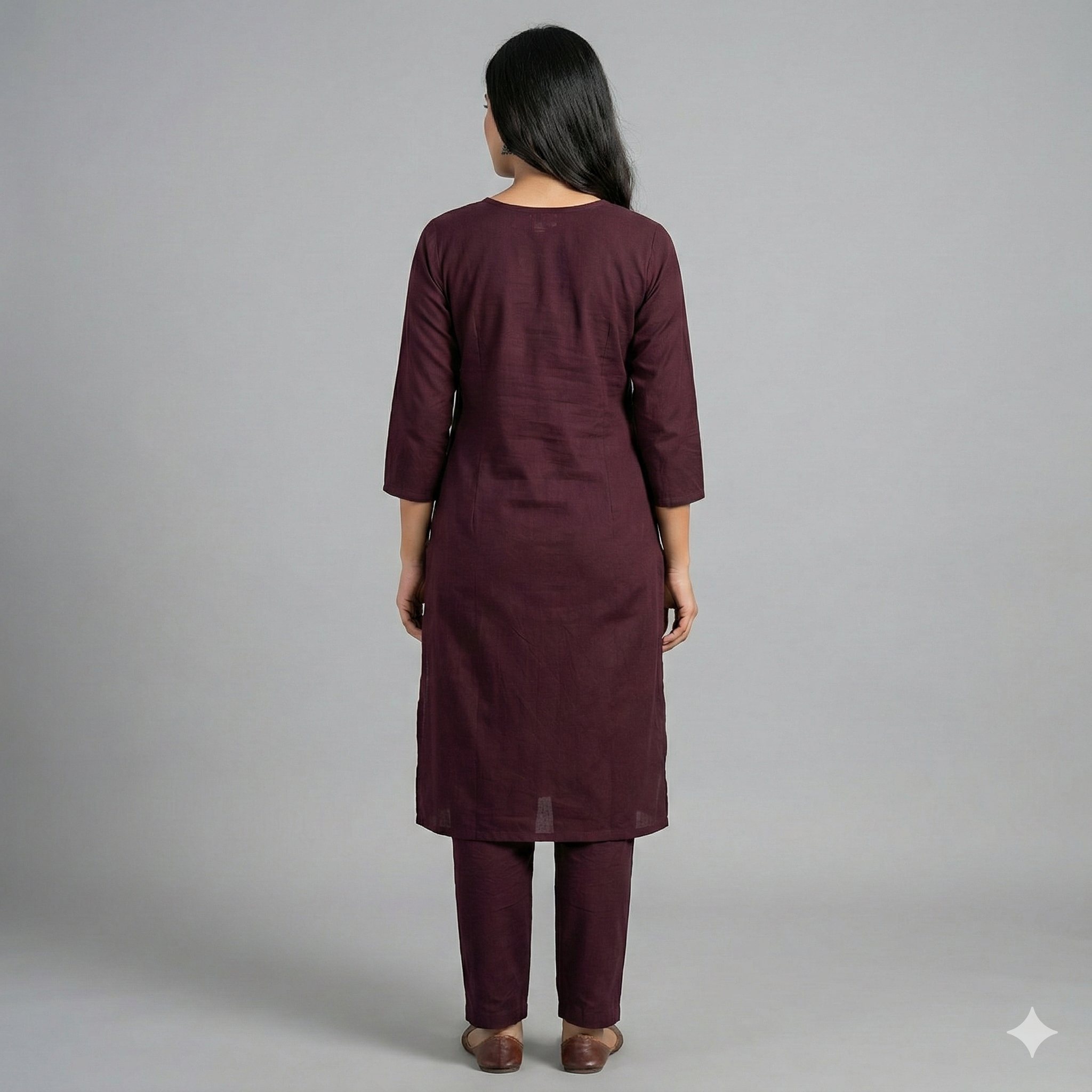 Wine Purple Embroidered Co-ord Set for Women | Stylish Kurti & Pant Set for Daily & Office Wear