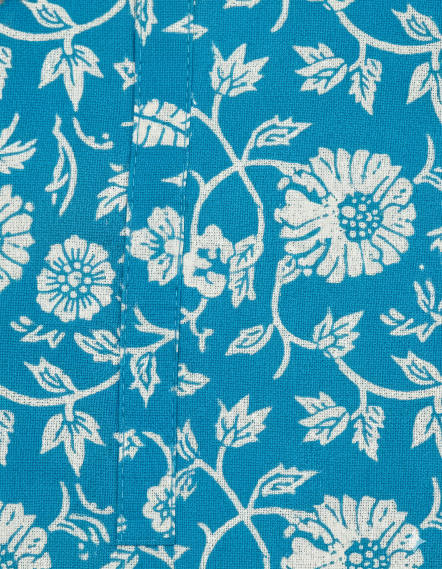 Blue Floral Printed Cotton 3-Piece Suit Set for Women – Kurta, Patiala Pants & Dupatta