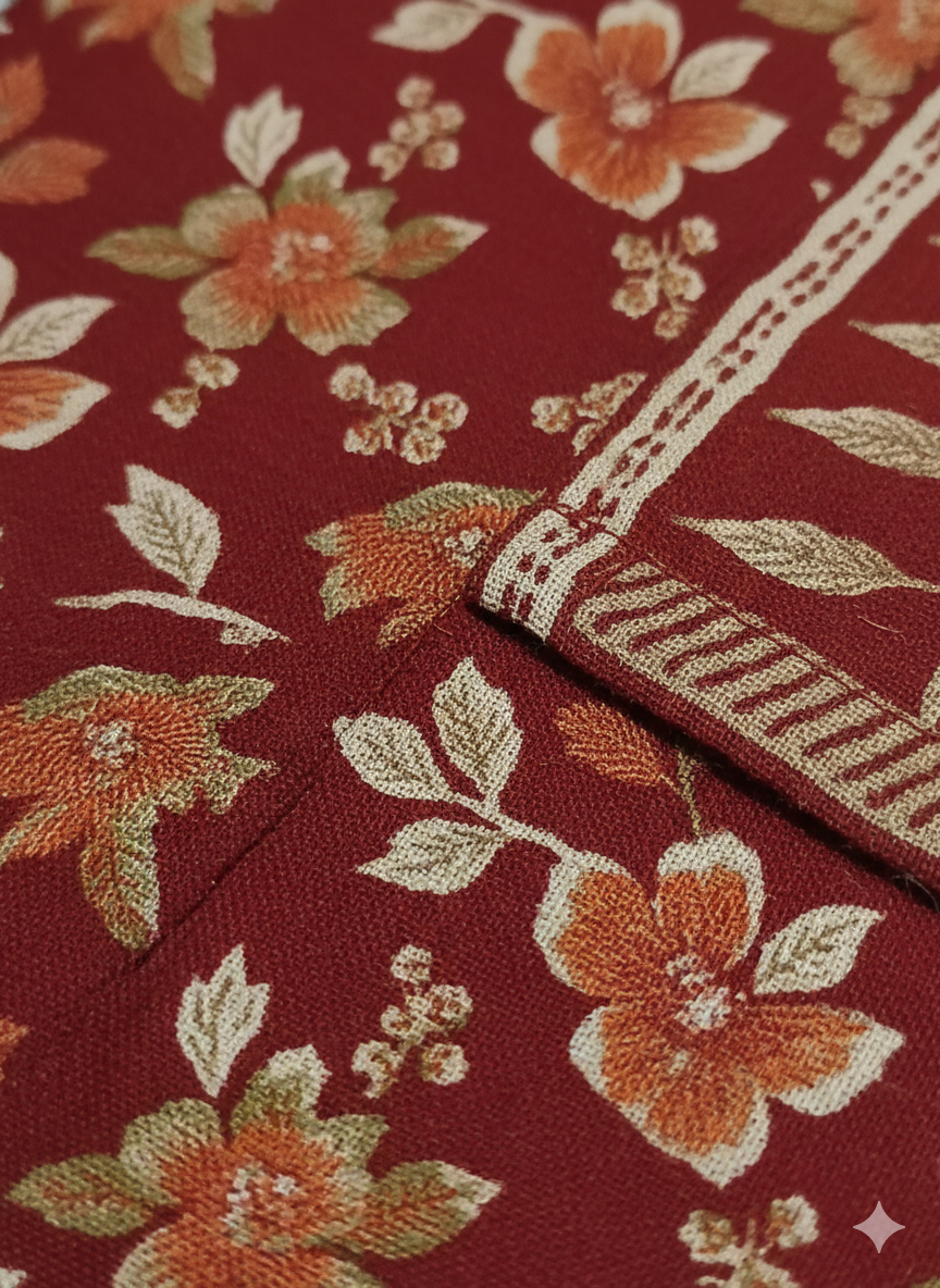 Maroon Floral Printed Patiala 3-Piece Suit Set for Women – Kurta, Patiala Pant & Dupatta