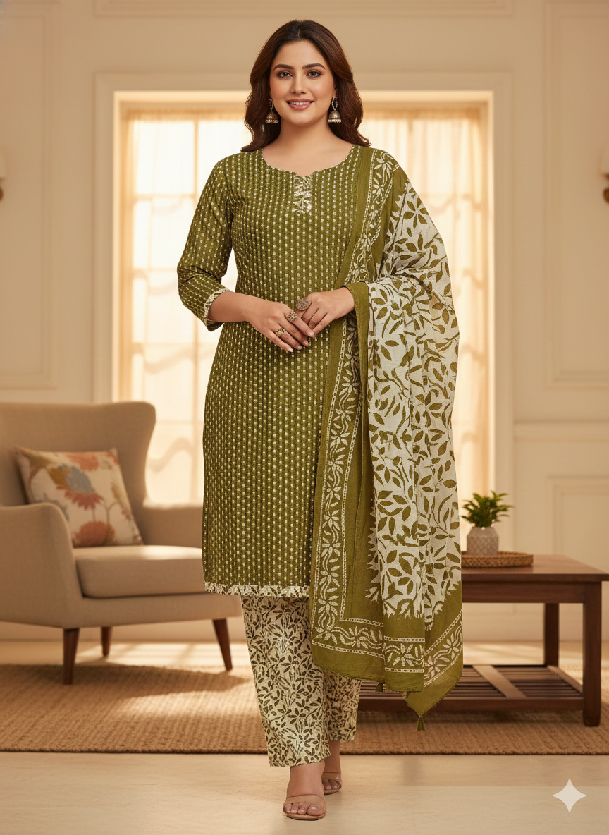 Black & Maroon Printed Patiala 3-Piece Suit Set for Women (4XL) – Kurta, Patiala Pant & Dupatta