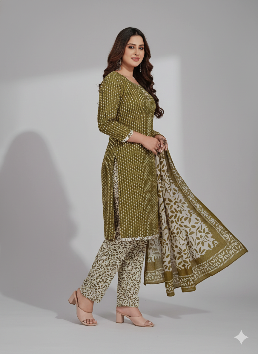 Black & Maroon Printed Patiala 3-Piece Suit Set for Women (4XL) – Kurta, Patiala Pant & Dupatta