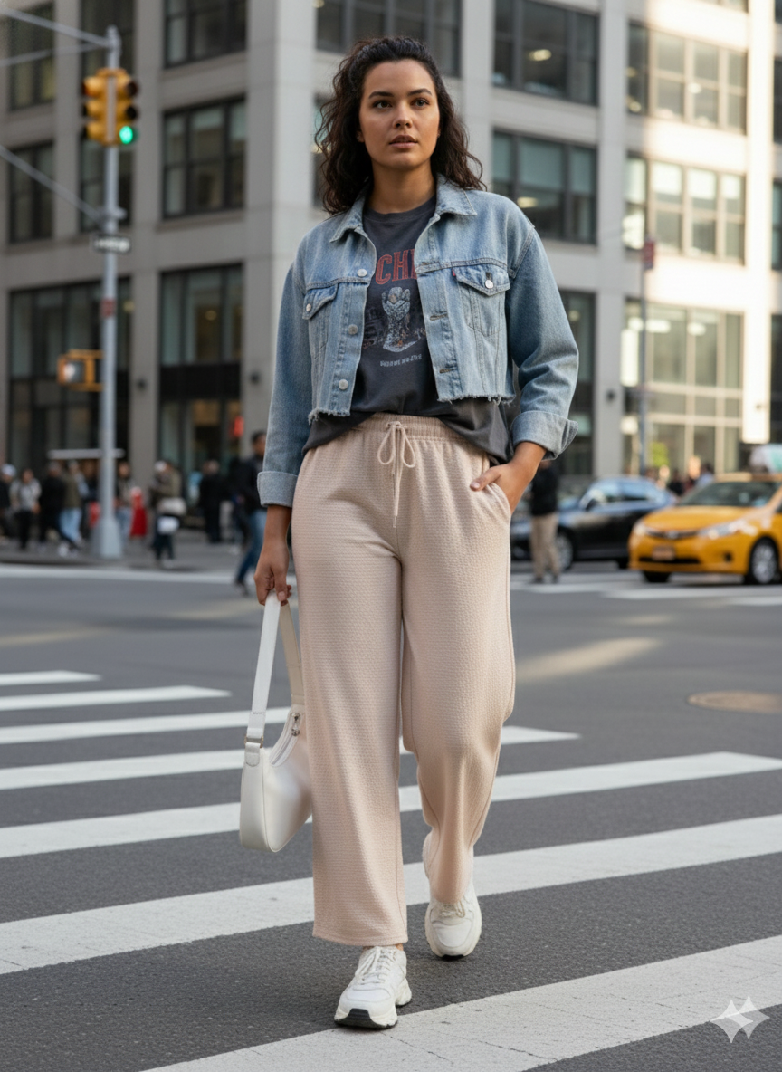 Women’s Beige Textured Lounge Pants – High Waist, Soft Comfy Straight Fit Bottoms