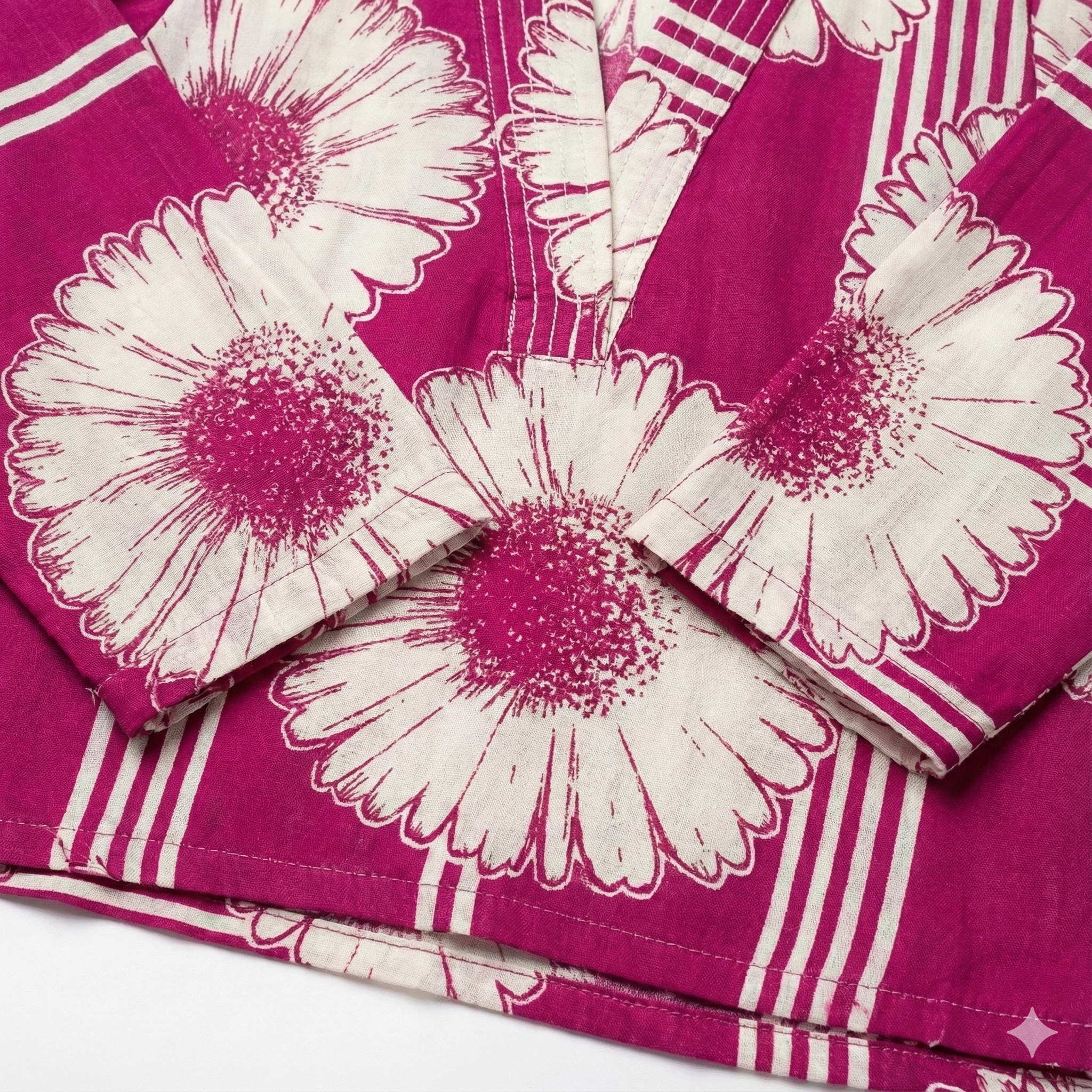 Magenta Floral Printed Kaftan-Style Kurta & Pant Set for Women – Breezy Cotton 2-Piece Co-ord