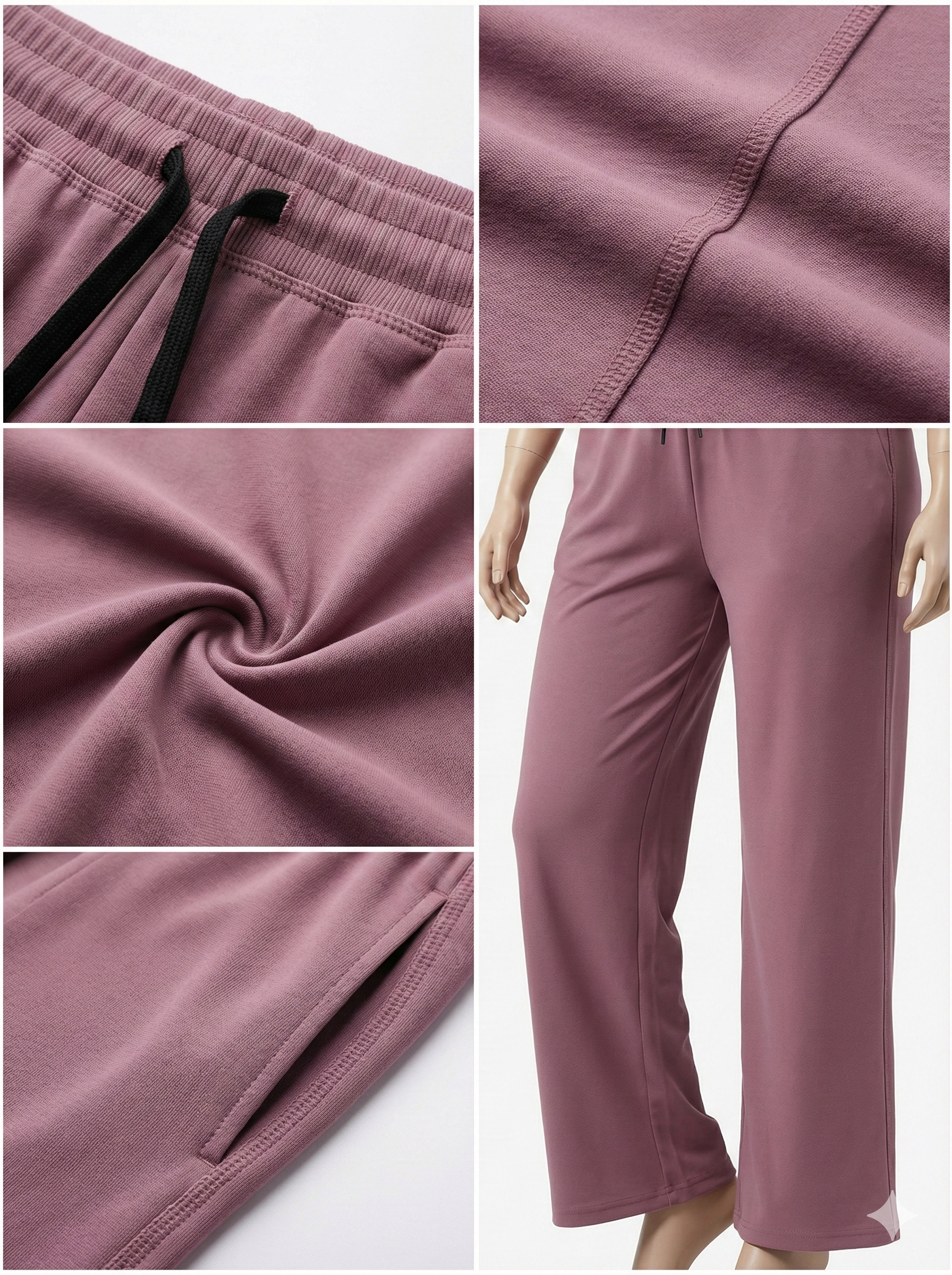 Women’s Mauve Wide-Leg Drawstring Pants – Comfortable Casual High-Waist Everyday Wear