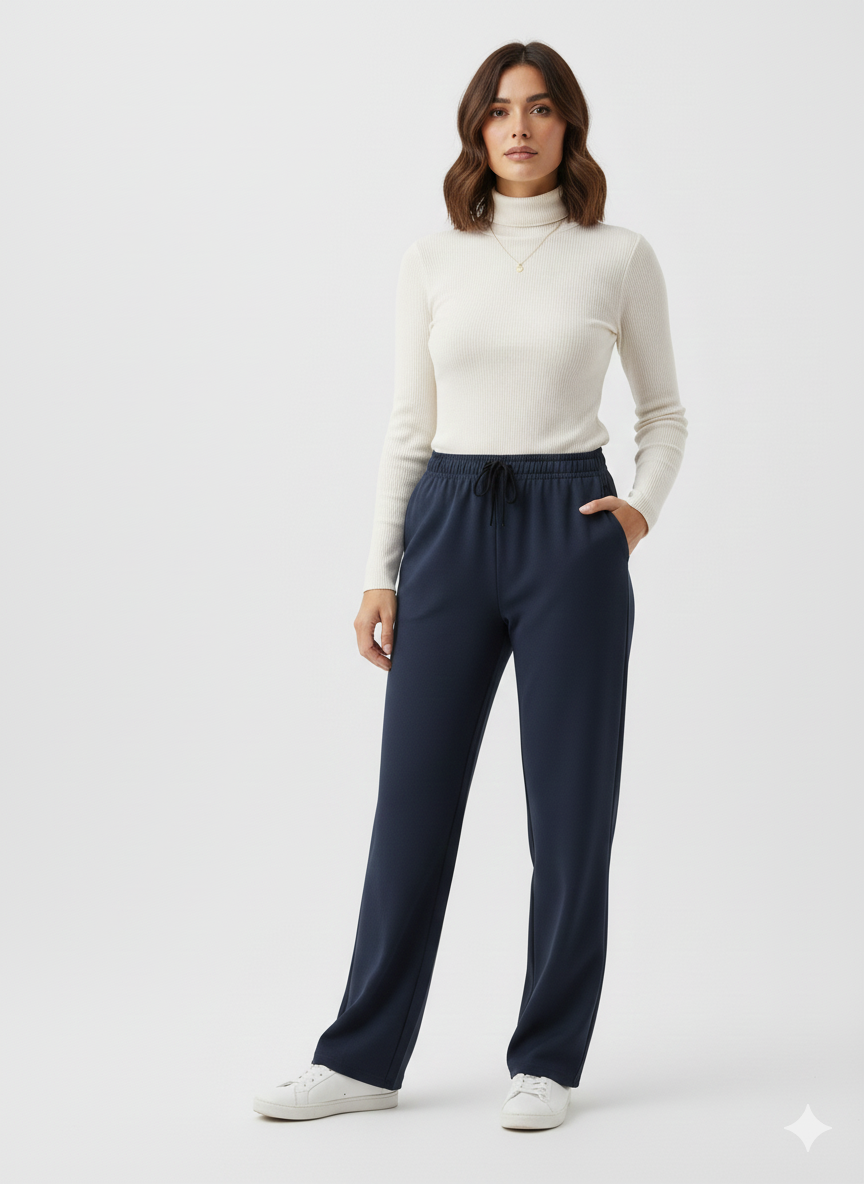 Women’s High-Rise Slim Fit Forest Green Trousers – Chic Everyday Wear Pants