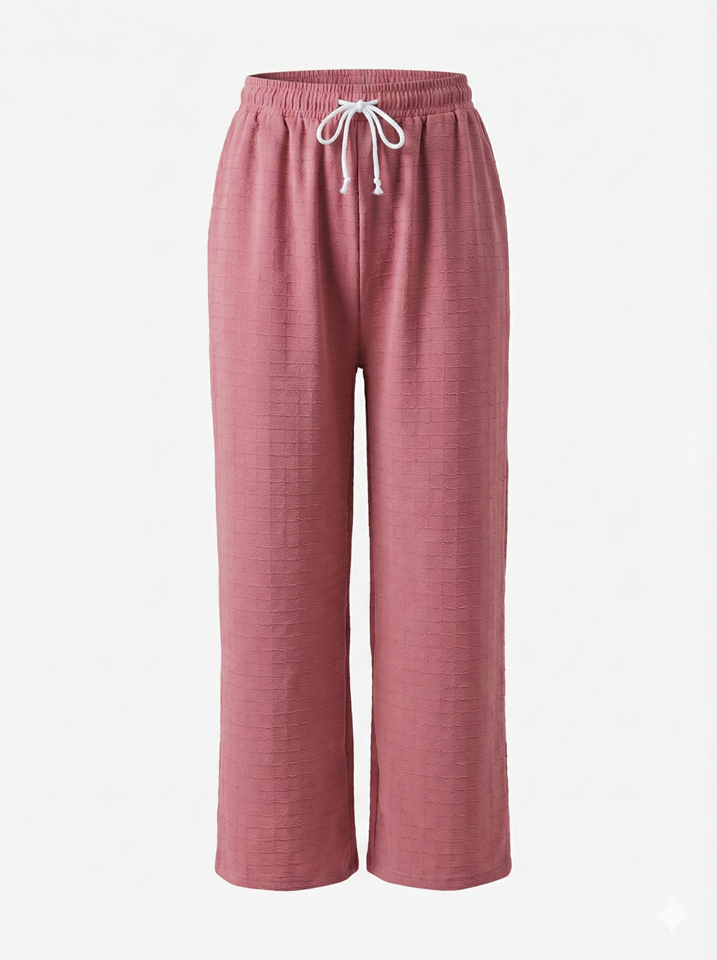 Women’s Soft Ribbed Lounge Pants – High-Waist, Relaxed Straight Fit, Cozy Everyday Bottoms (Rose Pink)