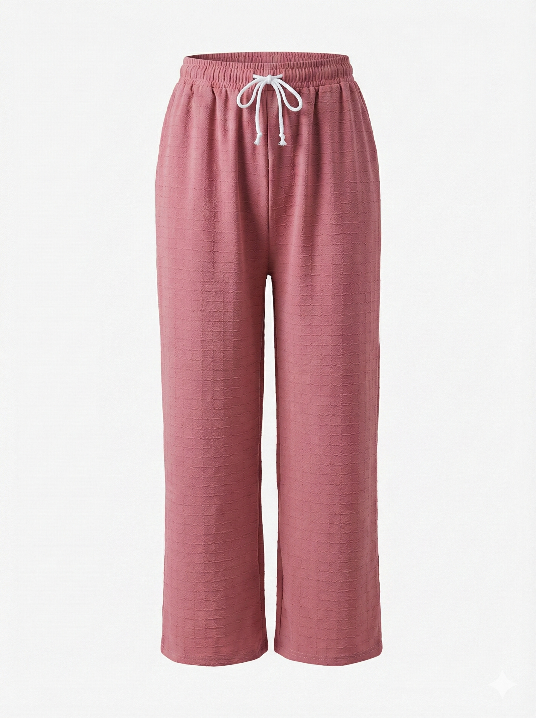 Women’s Soft Ribbed Lounge Pants – High-Waist, Relaxed Straight Fit, Cozy Everyday Bottoms (Rose Pink)
