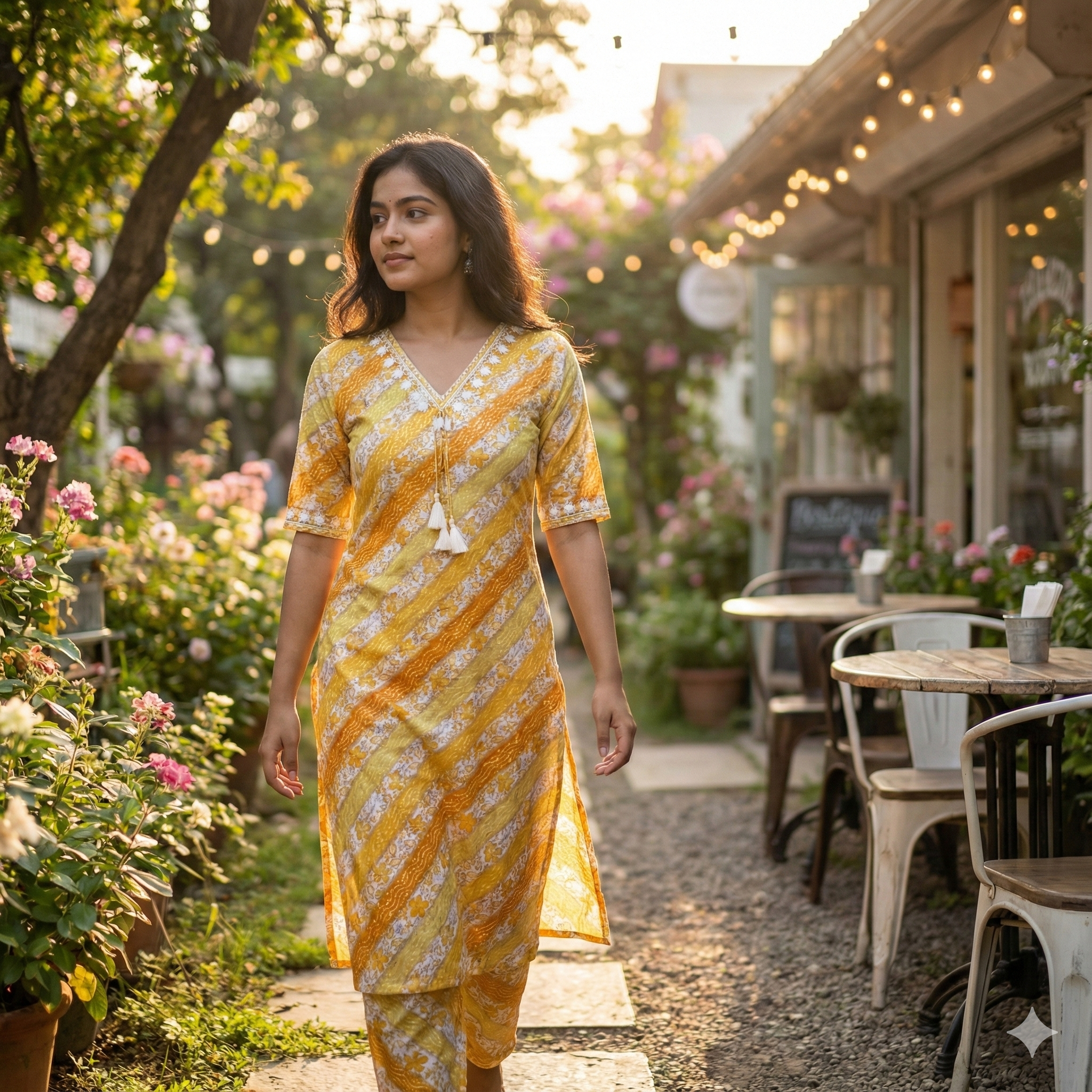 Yellow Printed Sleeveless Co-ord Set for Women – Soft Cotton Daily Wear with Attached Short Sleeves Inside