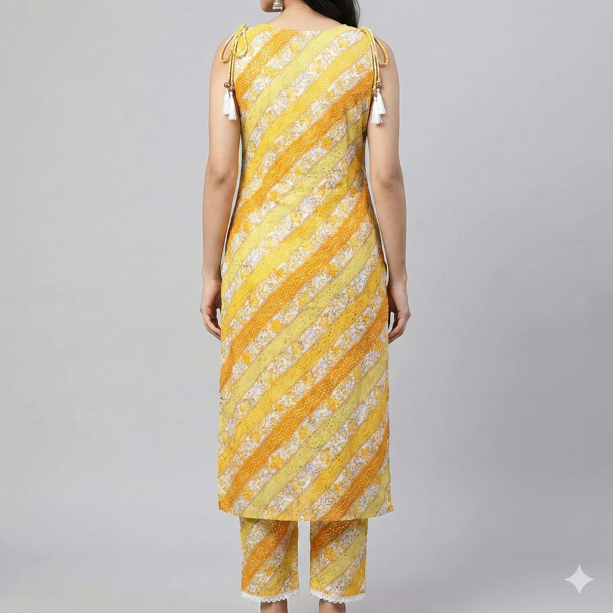 Yellow Printed Sleeveless Co-ord Set for Women – Soft Cotton Daily Wear with Attached Short Sleeves Inside